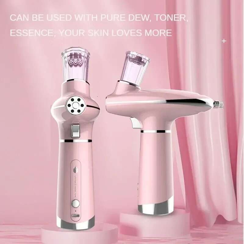Portable Airbrush Water Nebulizer Smooth Red Blue Light Skin Rejuvenation Injector Oxygen Meter Facial Beauty Sprayer