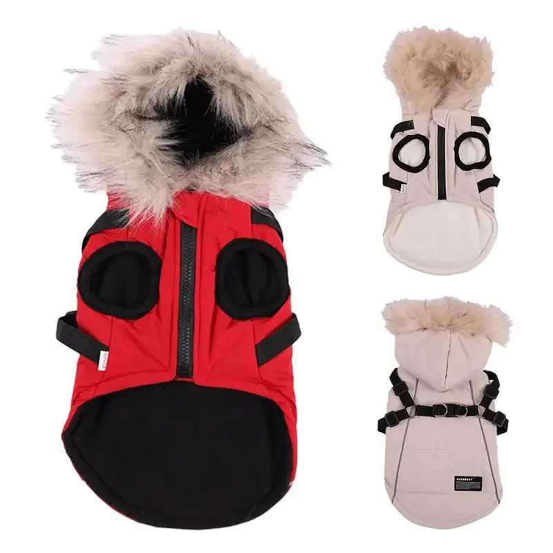 Fleece Lining Dog Hoodie with Harness Built in Warm Small Dog Jacket in Winter Puppy Coats with Hooded for Small Medium DogsXJ250109