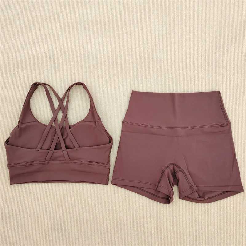 Yoga Clothes Womens Gym Suit 2 Set Shorts Leggings+ Bra Underwear Suit Running Exercise Fitness Wear Elastic Soft BreathableXJ250109