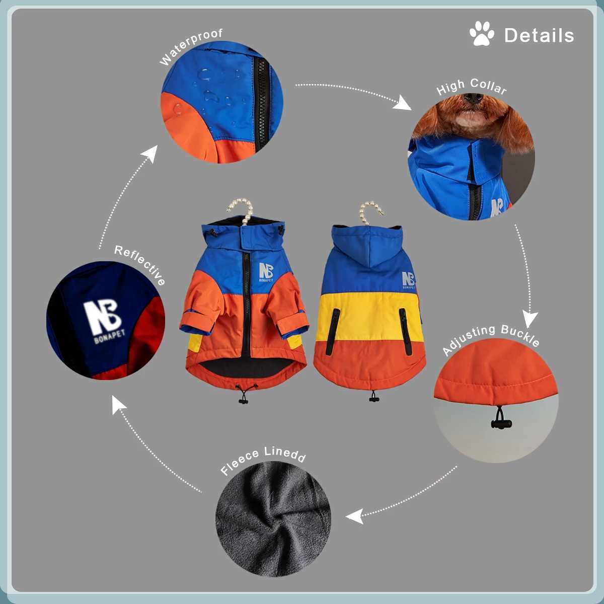 Winter Dog Jacket Thickened Fleece Warm Dog Clothes Waterproof Raincoat French Bulldog Puppy Coat Windproof Big Dog ClothingXJ250109