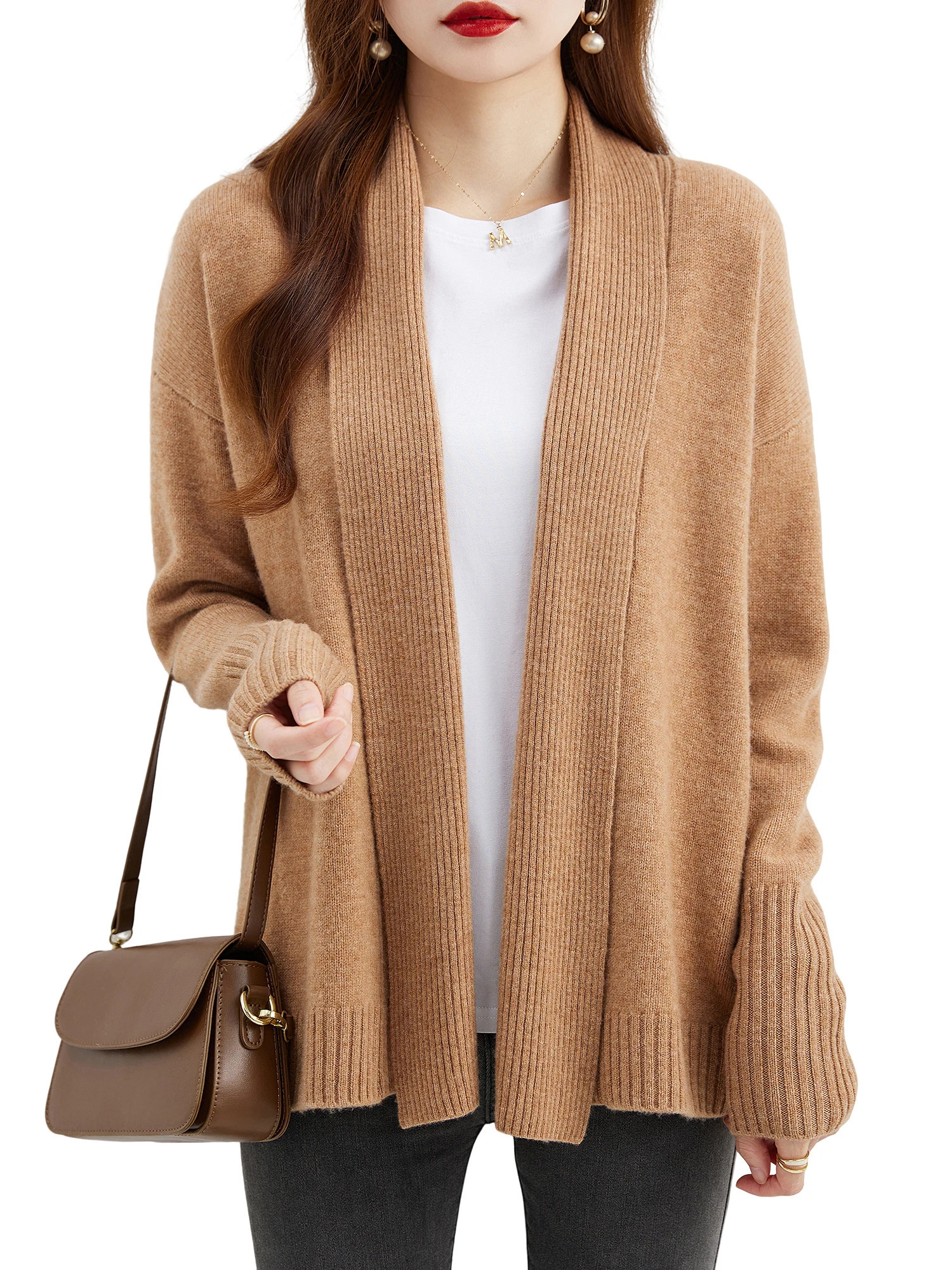 Womens Cardigans 100% Merino Wool Sweater Fall Winter Fashion Warm Soft Long Sleeve Knitted Cardigan y2k Clothing 250108