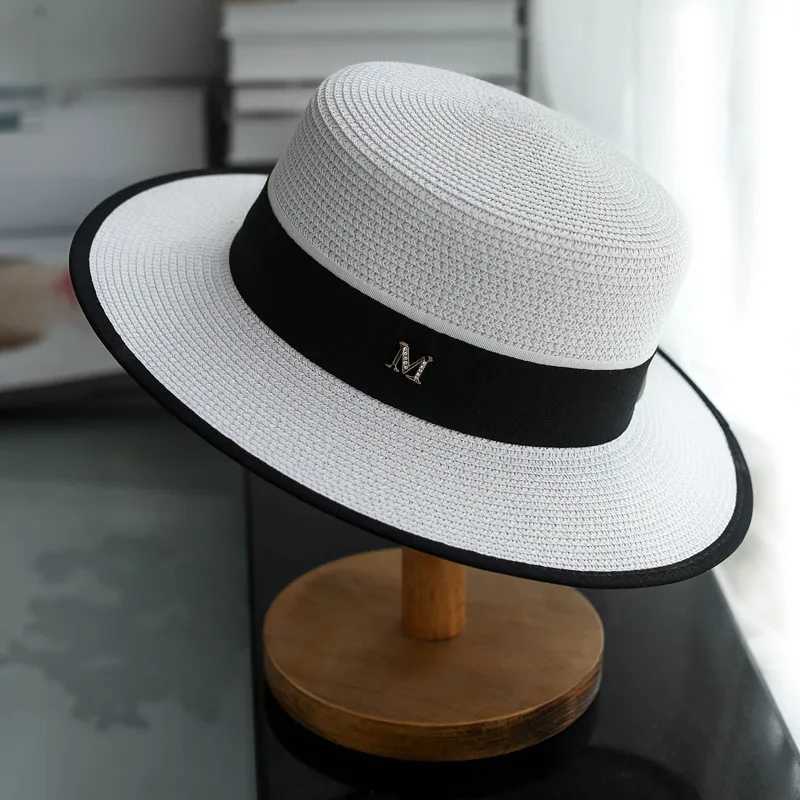 Summer Outdoor M letter rhinone flat Brim sun hat Summer Warm Bowler hat Straw hat Travel Shopping X250109