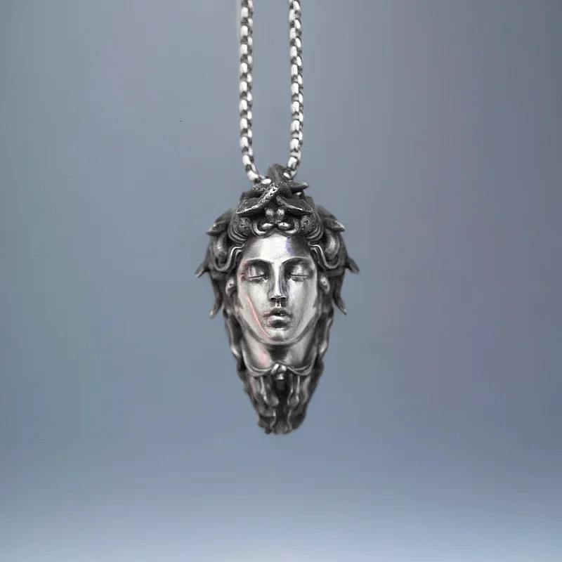 Handcrafted Sterling Silver Medusa s925 Necklace Ancient Greek Myth Snake Woman Pendant Featured 250109