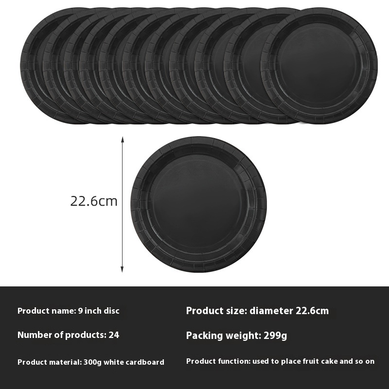 Hot selg solid color set, black tablecloth, paper cup, tissue, disposable party supplies