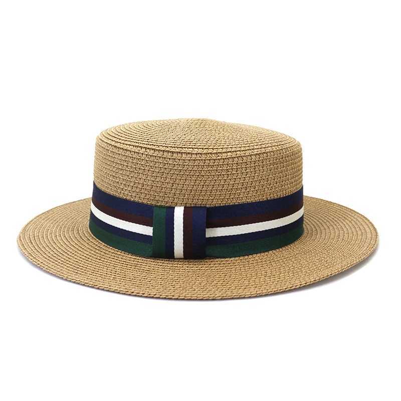 Simple solid color handmade straw hat suitable for warm summer beach sunset bucket hat autumn retro Panama flat top hat X250109