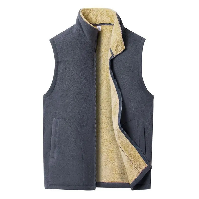 Winter Mens Fleece Vests Casual Warm Sleeveless Jackets Fashion Thermal Vest Windbreaker Zipper Plus Size 5XL Loose Waistcoat 250107