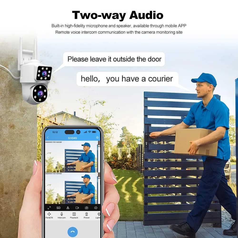 Srihome SH063 4MP Wifi IP Outdoor Camera 2.4/5GHZ PTZ Surveillance Camera Dual Lens Dual Screen Audio Security Camera X250110