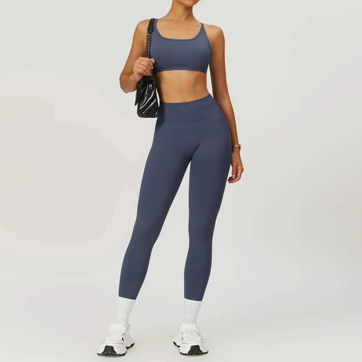 New Seamless Sports Set 2PCS Women Clothes Fitness Outfit Yoga Suit Running Bra Workout Leggings Gym Sportswear Two Sling BraXJ250109