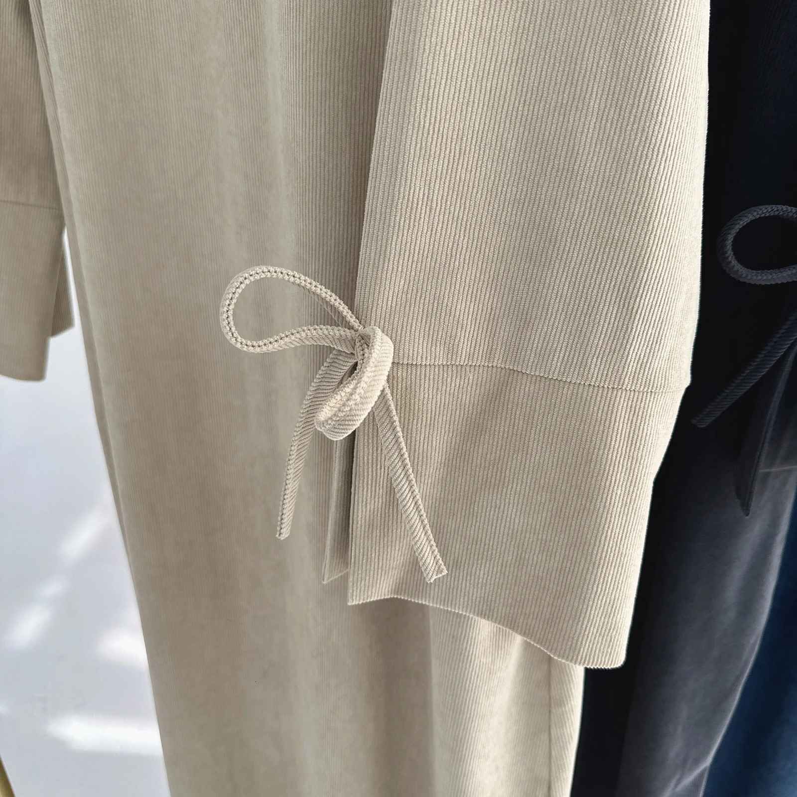 Bowknot Decorations Corduroy Abaya Muslim Women Dress O Neck Side Pockets Warm Loose Modest Islam Hijabi Robe Ramadan Autumn 250106