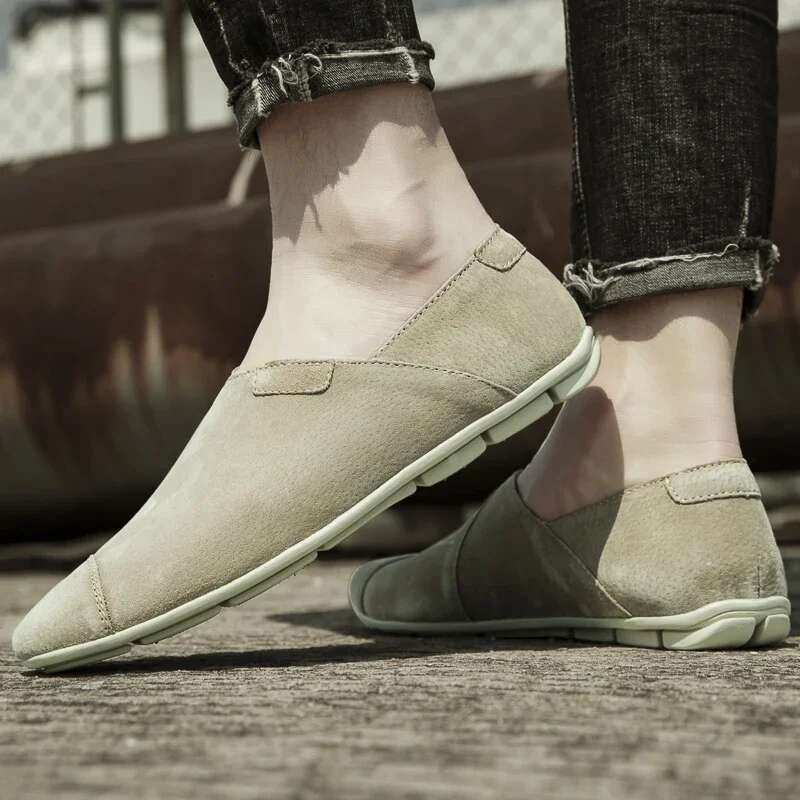 Fashion Casual Flats Men Shoes Outdoor Breathable Loafers Genuine Leather Slip On Moccasins Comfortable