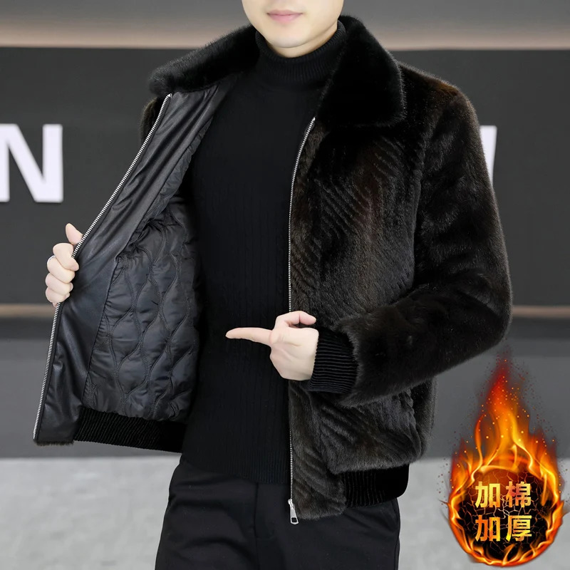 Winter Mens Faux Fur Jacket Cotton Thick Suede Collar Casual Mink Business Coats Men Clothing 250107