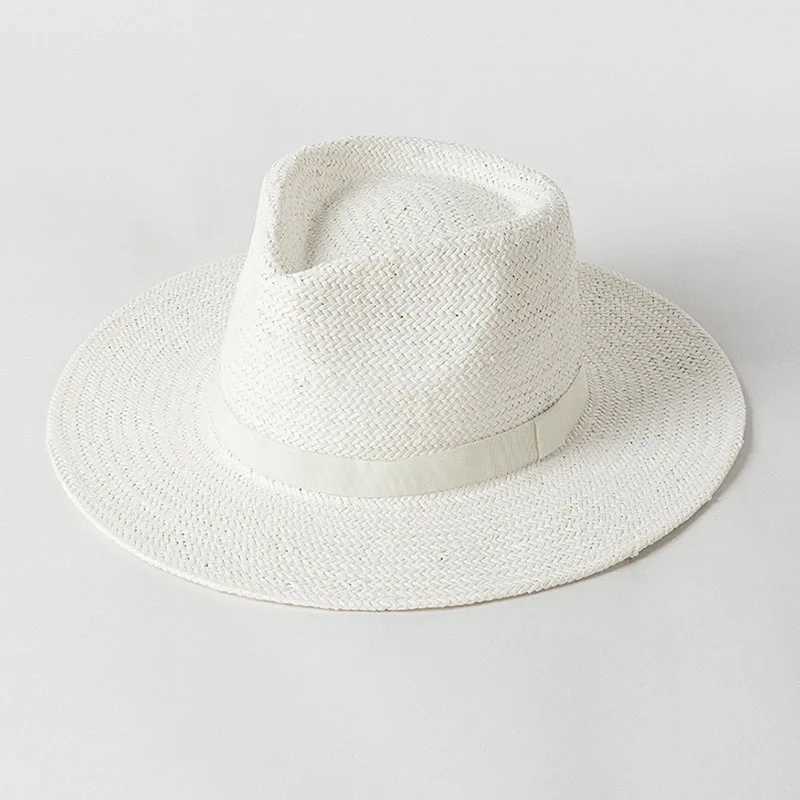 New regular band Panama straw hat used for warm summer beach hat wide Brim sun hat funeral church derby Fe hat UPF50+ X250109