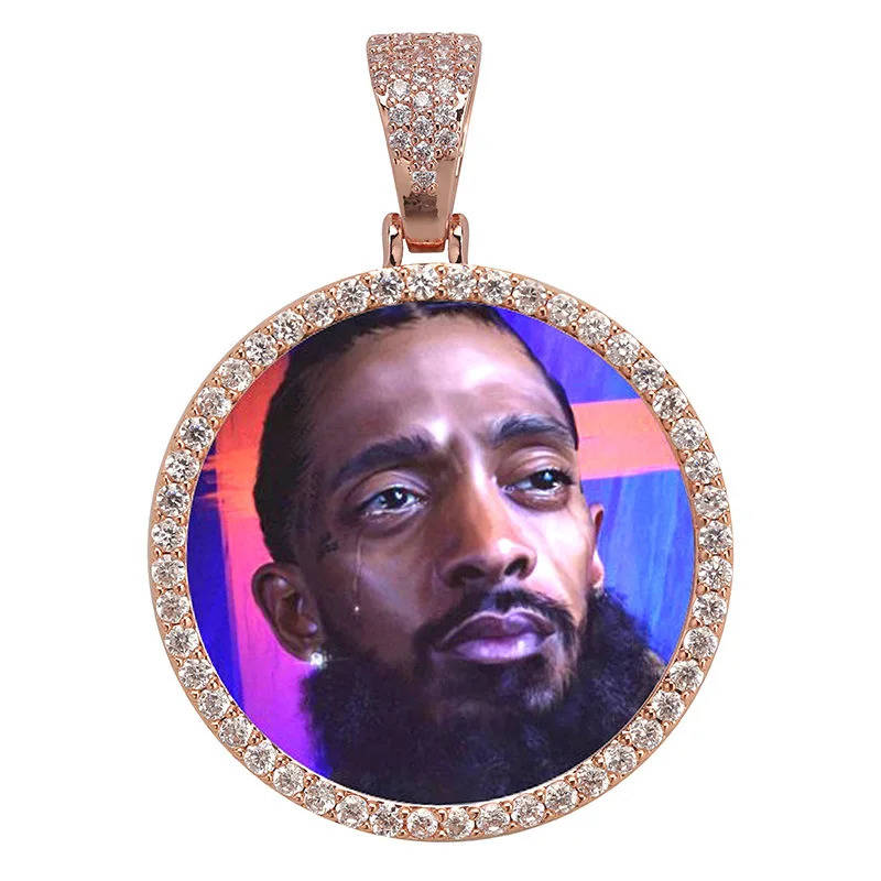 Custom Hiphop Jewelry Sparkly Souvenir Necklace Personalized Po Round Pendant Valentines Day 250109