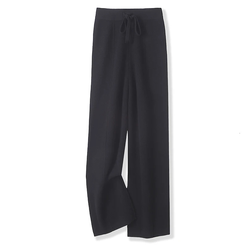 100% merino wool womens knitted trousers laceup fashionable warm autumn and winter 250108