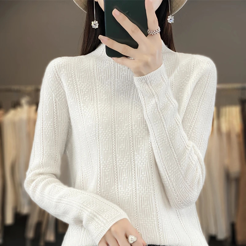 Autumn Mock Neck Sweater Women High Quality Knit Long Sleeve Top Fashion Slim Winter Female Basic Soft Warm Pullover Pull Jumper 250108