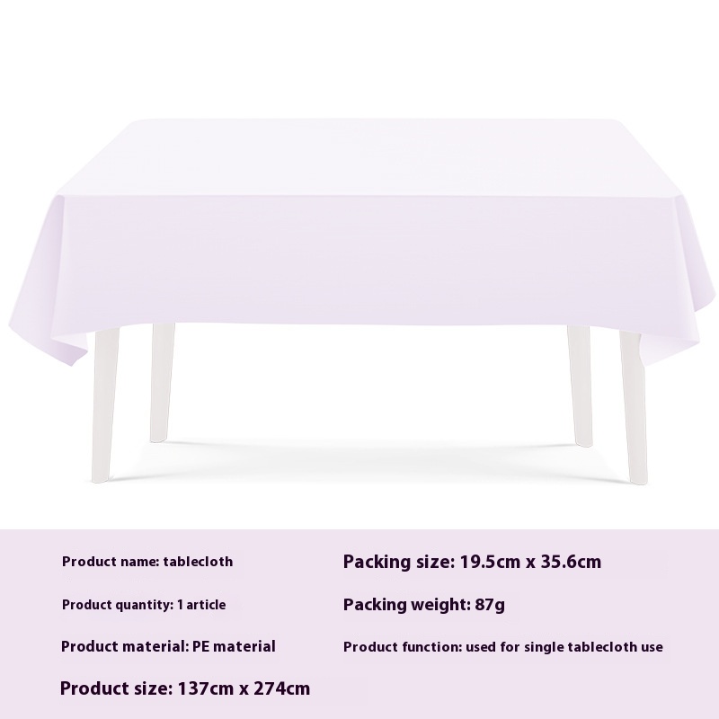 New solid color tray tableware set, light purple tray, towels, paper cups, tablecloths, disposable party supplies
