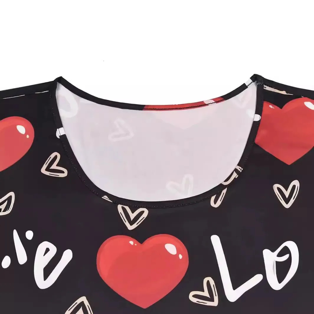 Plus Size Summer Womens Dresses Fashion Contrast Heart Print UNeck Sleeveless Casual Bodycon Mini Dress 250106