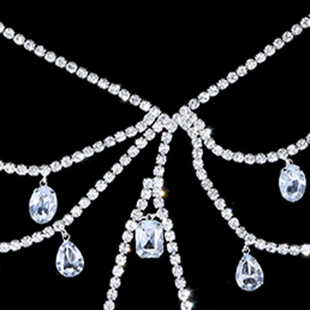 XSBODY Charm Exaggerated Big Crystal Lingerie Chest Chain Water Drop Gem Rhinestone Bra Vest Chain Ladies Clubwear Jewelry 250107