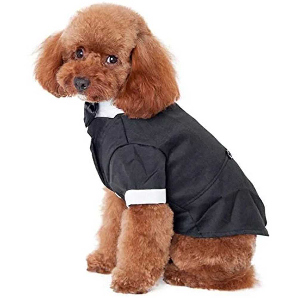 Dog Tuxedo Costume Formal Shirt Dog Wedding Black Jacket Suit Pet Puppy Prince Ceremony Bow Tie Suit Small Dogs Cats ClothesXJ250109