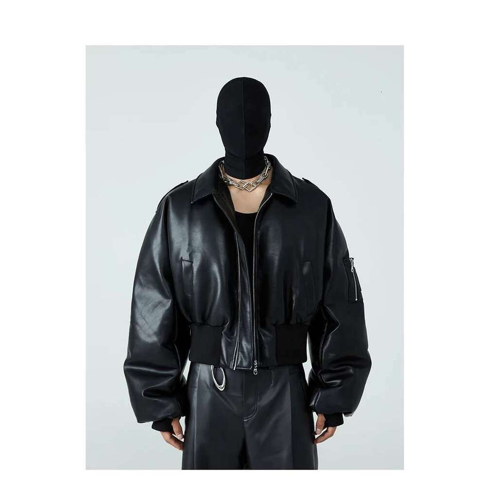 Women's Wear Autumn Winter Short Thick Warm Black Pu Leather Jacket Men With Long Sleeve Zipper Casual Designer Clothes