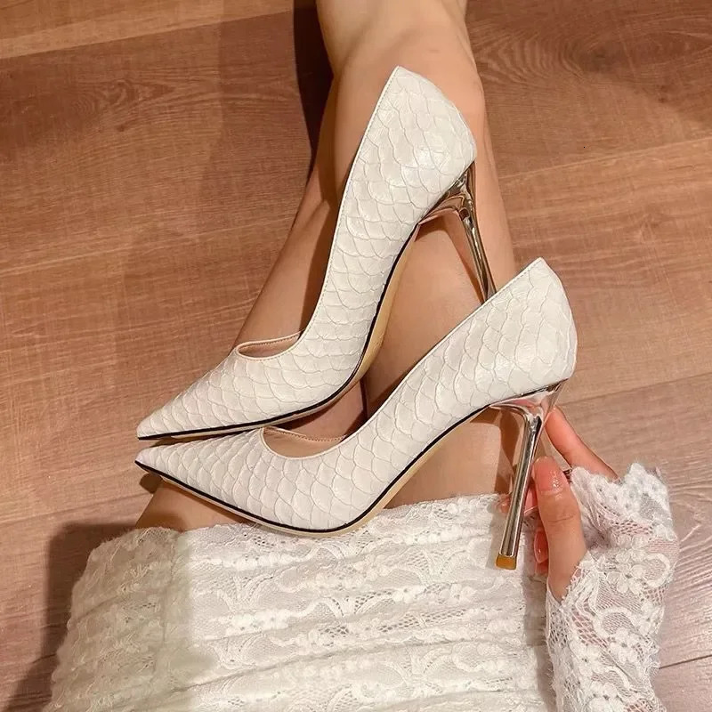 White Super High Stiletto Heels Pumps Women Office Pointed Toe Thin Heel Party Shoes Woman High Heel Work Dress Shoes 250106