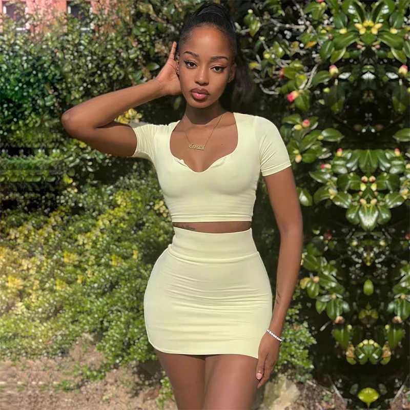 New Europe America Spring Summer Women Yoga Fitness Suit U Neck Slim Fit Crop Top Short Skirt Running Yoga SportswearXJ250109