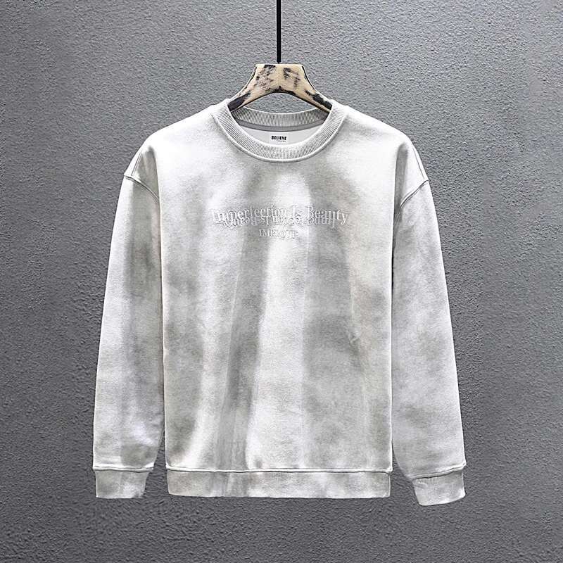 Autumn Winter Long Sleeved Hoodie For Men, Loose And Versatile, Street Trend Round Neck Casual Thick Base Coat Top
