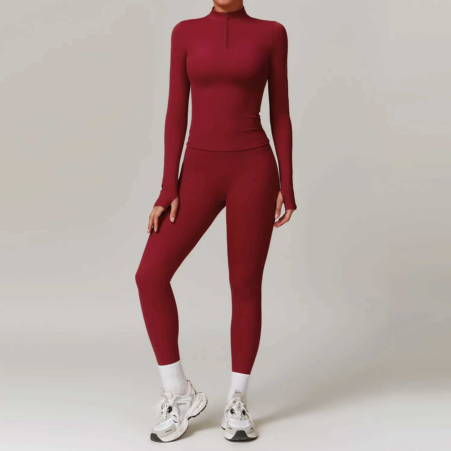 2PCS Yoga Suit Sports Set Women Clothes Gym Set Women Tracksuit Running Workout Zipper Long Sleeve Sports Shirt Yoga ClothingXJ250109