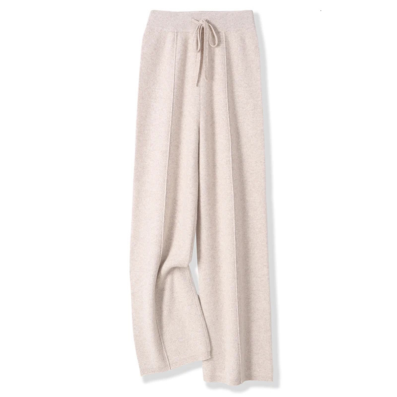 100% merino wool womens knitted trousers laceup fashionable warm autumn and winter 250108
