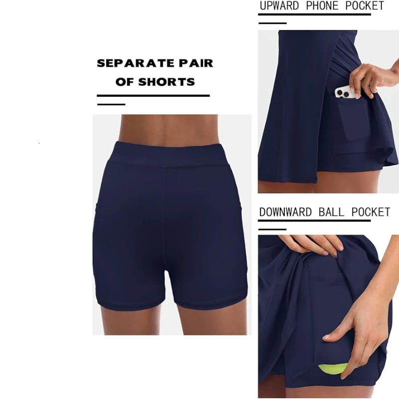 Summer Solstice Womens Tennis Dress Fashion 2in1 Golf Sports Polo Collar n Fitness 250106