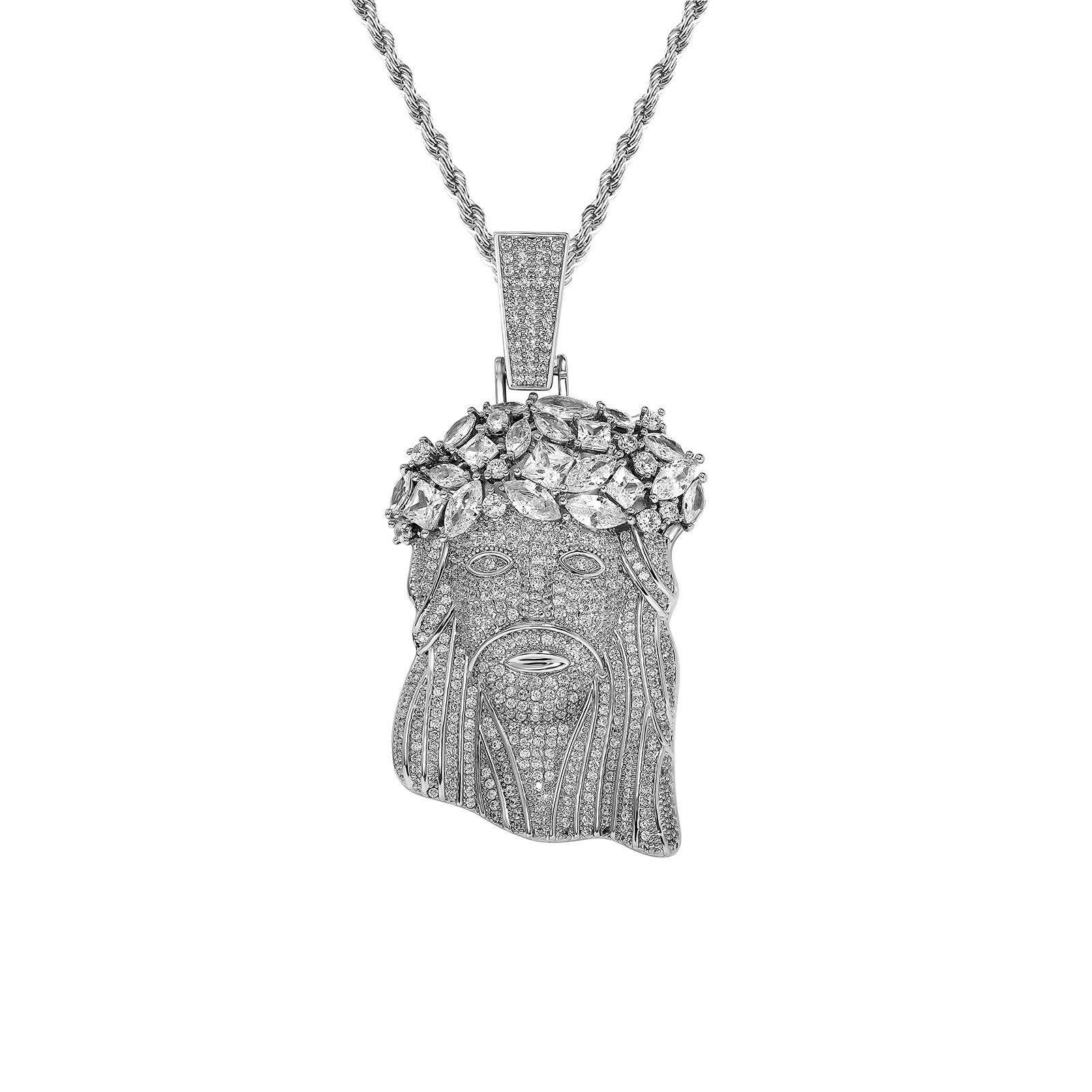 TopBling Large Jesus Face Pendants Necklace Jewelry Real 18K Gold Plated Religious Jewelry
