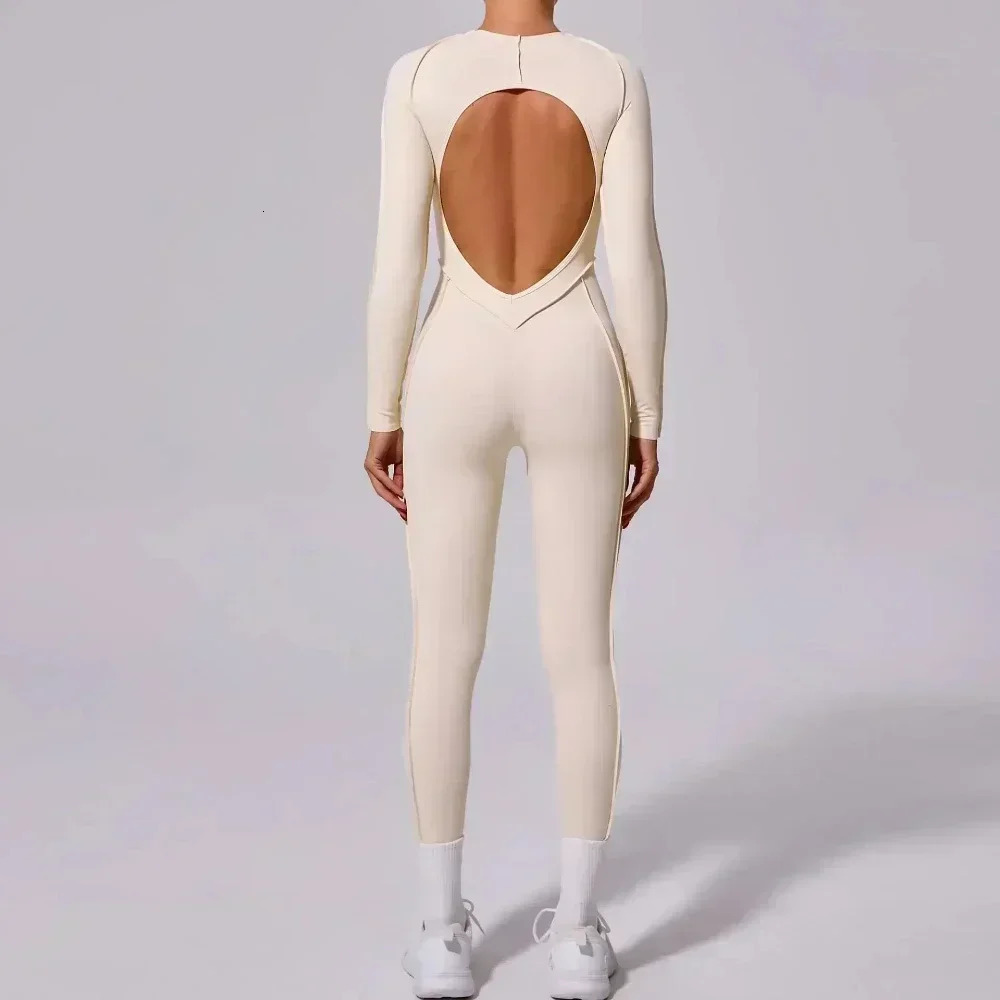 Seamless Yoga Jumpsuits Sports Hip-lifting One-Piece Backless Long-sleeved Leggings High Elasticity Gym Yoga Fitness Bodysuits 250103