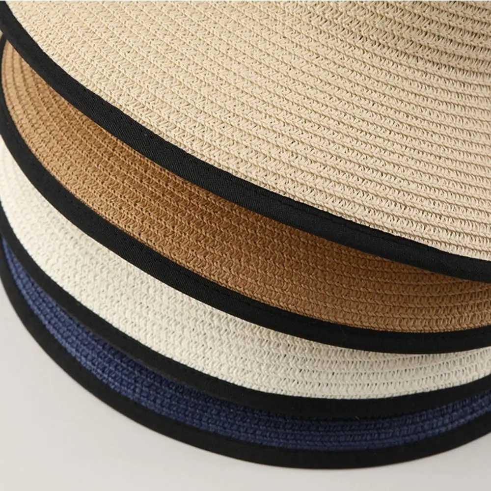 Elegant straw hat womens beach hat summer sun cushion wide brown folding bucket hat outdoor camping hiking sun hat X250109
