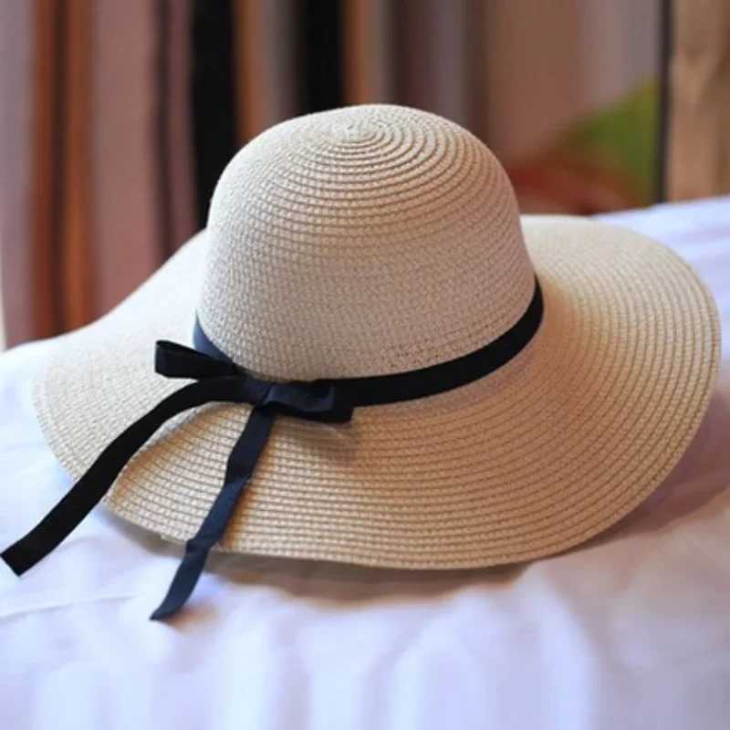 Wide Brim summer sun hat for warm beach UV protection Grass hat Fem Outdoor summer Panama hat bone Chapeu Feminino X250109