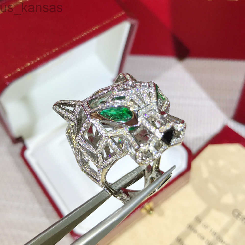 Band Rings Panthere ring BIG for man designer Domineering leopard head diamond Emerald glasses Gold plated 18K official reproductions classic sty