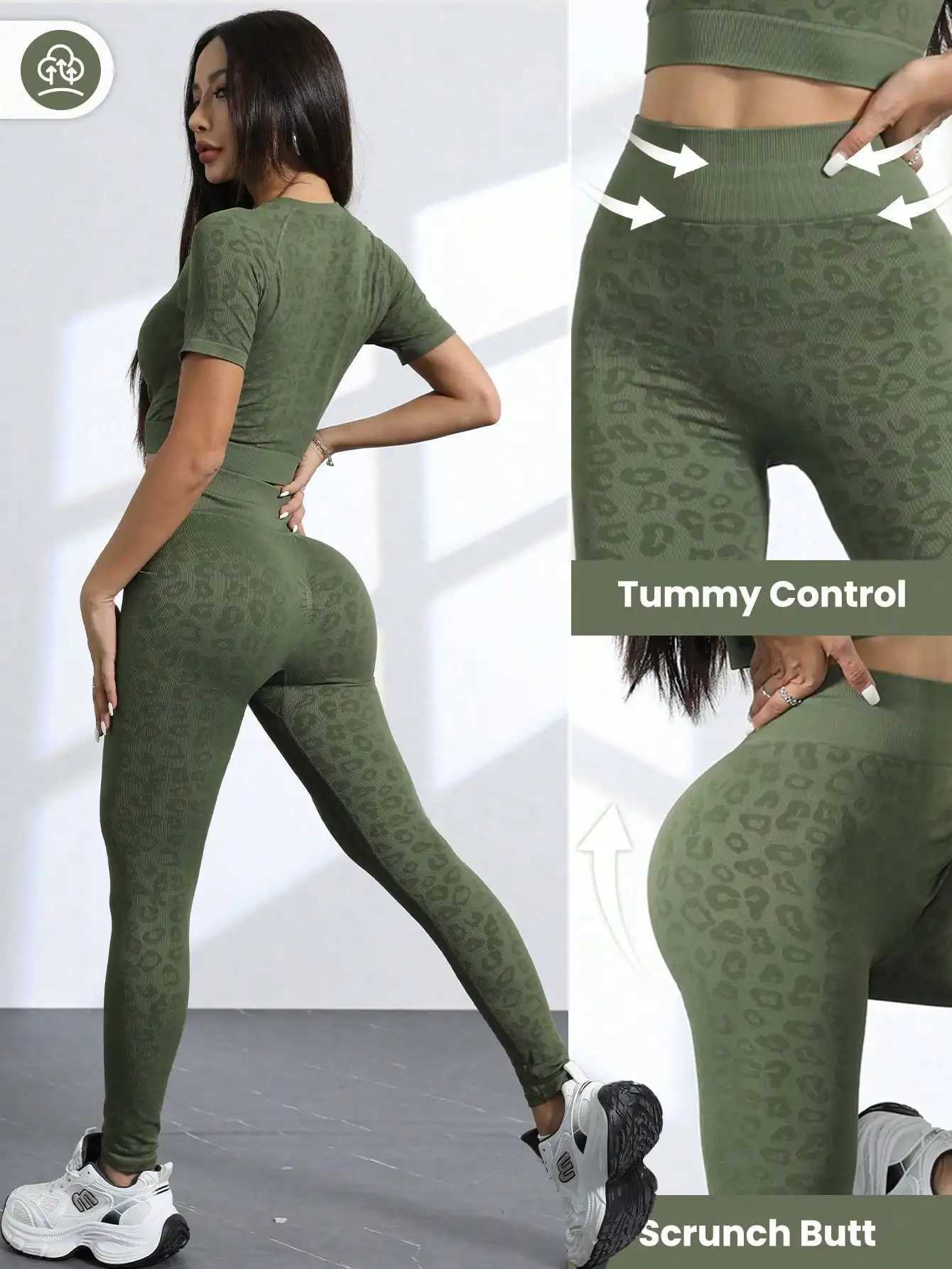 Workout Sets for Women Two Piece Outfits Seamless High Waist Leggings Yoga Crop Tops Athletic Sports Gym SetsXJ250109