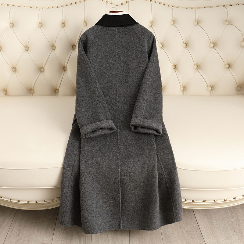 D6197 Double-faced wool coat for women 2024 autumn and winter new style over the knee loose temperament Korean version woolen coat for women