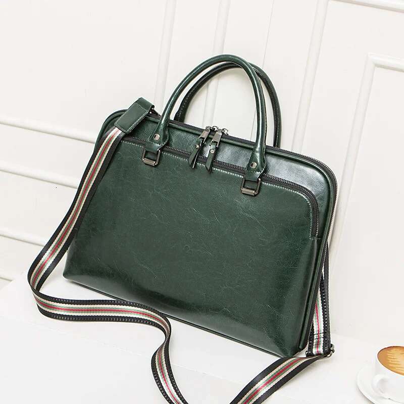 OYIER New Women Briefcase Genuine Leather Business Shoulder Bag Ladies Office Laptop Bags For 13" 14" Book Hp
