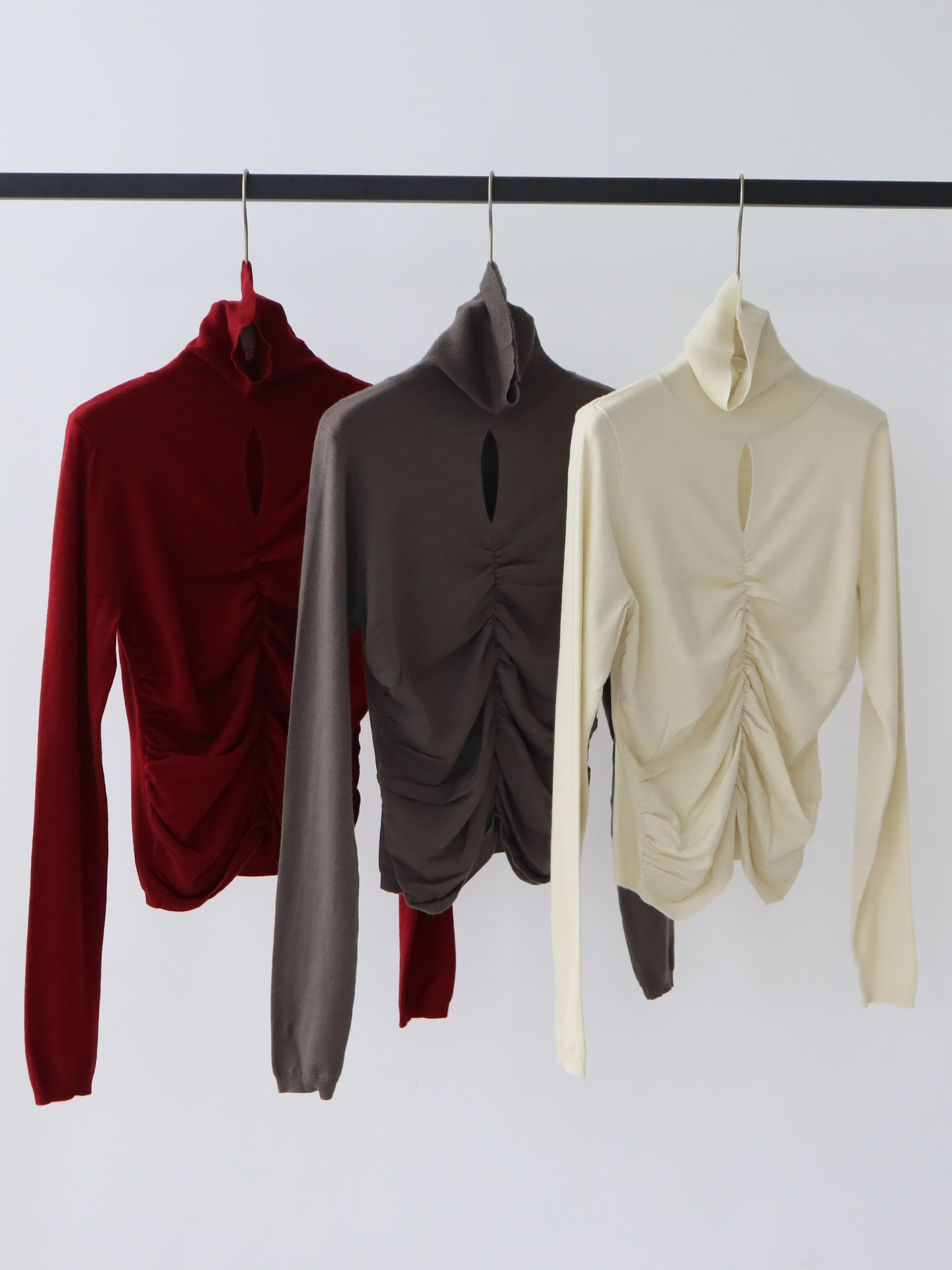 MMBB1 Women's Wool Blend Pleated Pullover with Soft Half Turtleneck