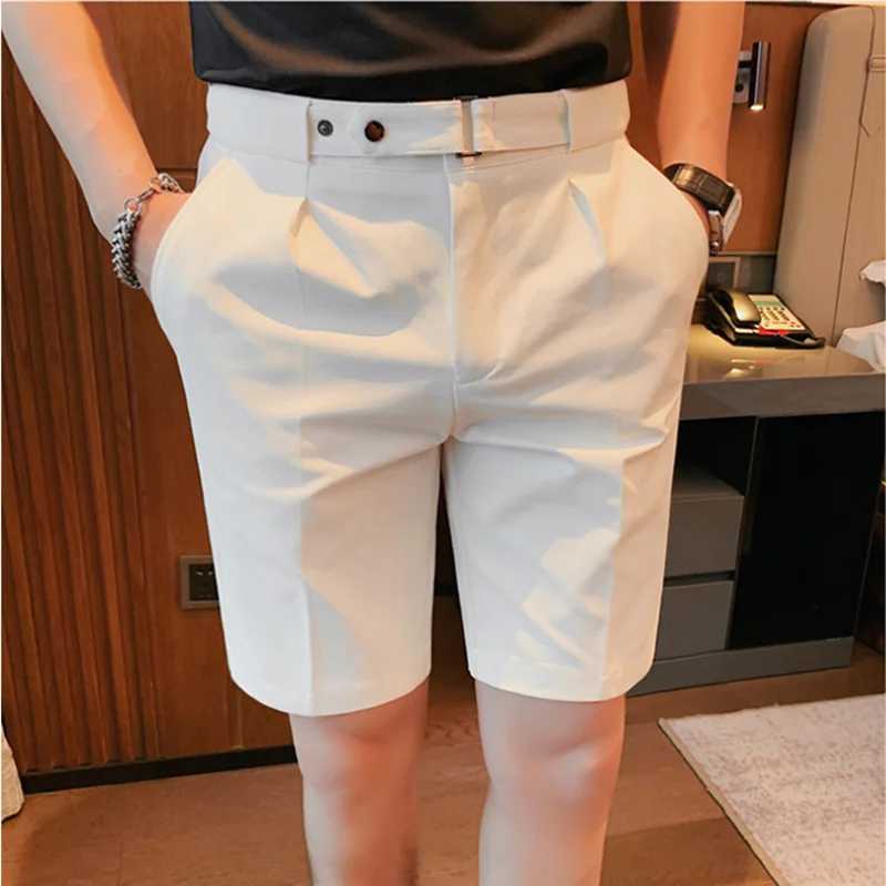 High Quality 4-color summer British style set shorts mens Naples business casual slim fit shorts fashionable slim fit solid color pants T250110