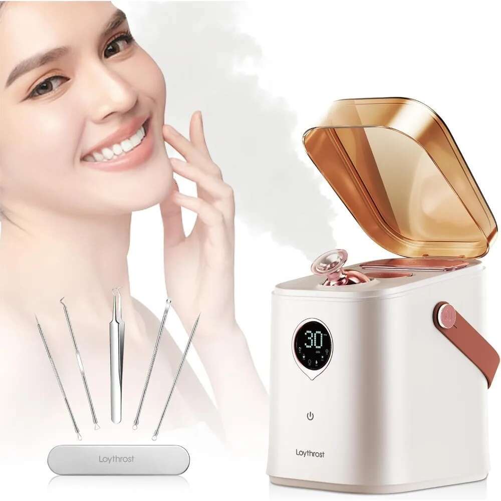 Professional 6-in-1 Facial Steamer, Loythrost Hot & Cool Aromatherapy, Skin Care At Home Humidifier - Unclogs Pores Blackheads