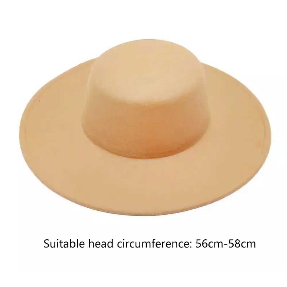 1 elegant flat top wide brown felt hat Panama vintage church derby hat French Hepburn style womens hat X250109
