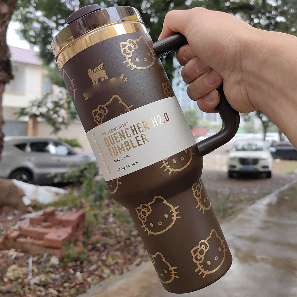 40oz Stainless Steel Car Thermal Mug designer Colorful Gold Classic Letter Printed Large Capacity Insulated Straw Ice Cup Tumblers