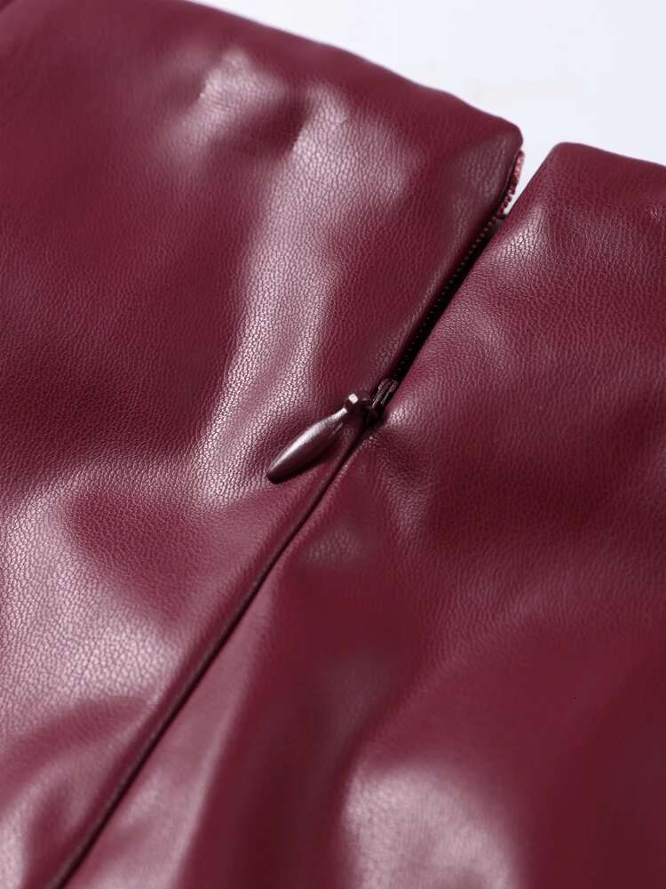 Fashion Solid PU Leather Mini For Women Autumn High Waist A E Short Skirts Female Vintage Christmas Red Lady Chic Skirt
