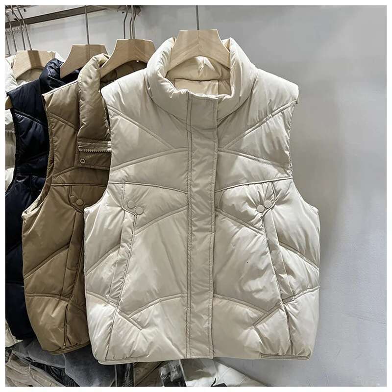 2025 New Women's Autumn/winter Down Short Stand Collar Cotton Vest Fashion Designer Jacket Warm Coat