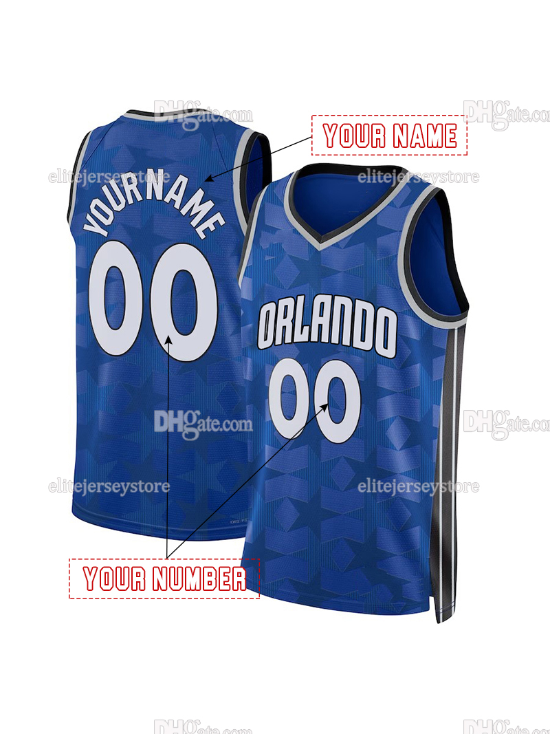 Personalized Custom Basketball Jersey Paolo Banchero Franz Wagner Jonathan Isaac Cole Anthony Anthony Black Embroidered Letter Number Design Polyester