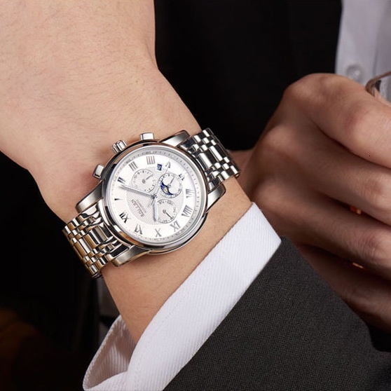 Stylish Men's Automatic Watch with Steel Band - Business & Scratch-Proof