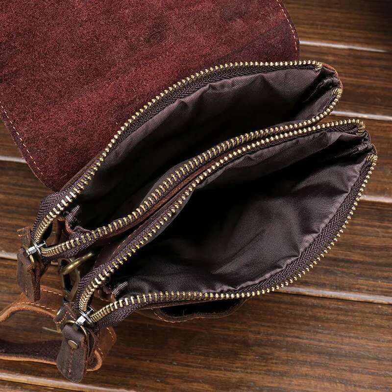 100% Genuine Leather Male Waist Vintage Style Men Travel Fanny Pack European Man Outdoor Phone Bags With Shoulder Strap