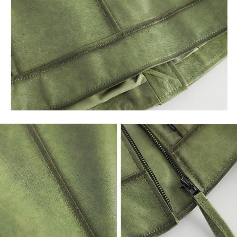 574Y946 Spring and Autumn Women's Jacket Leather Short Sheepskin Slim Fit and Slimming Motorcycle Suit Wholesale and Customization