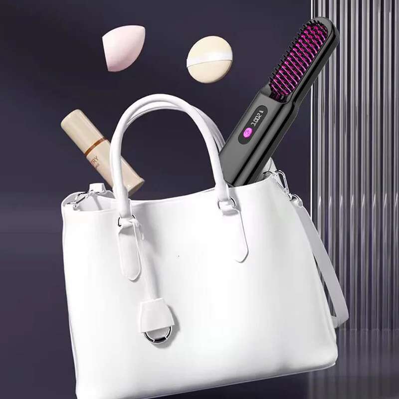 Rechargeable Fast Heating Hair Straightener Comb Portable Negative Ion Wireless Ceramic Cordless Straightening Styg Brush